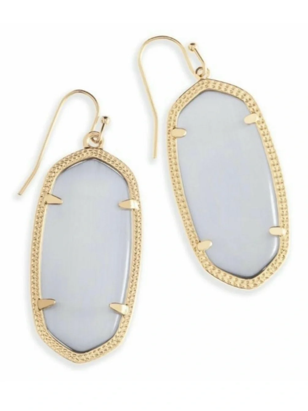 Kendra Scott Elle Slate Cat’s Eye Drop Earrings in Gold Frame